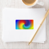 かわいいカラフル絞り染めレインボースワールアートパターン ラベル (インサイチュ)