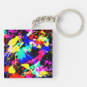 かわいいカラフル絵を描（ばちゃばちゃ）跳ねるカーフラグ キーホルダー (裏面)