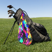 かわいいカラフル絵を描（ばちゃばちゃ）跳ねるカーフラグ ゴルフタオル (グリーン)