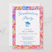 かわいいカラフル絵画抽象芸術の卒業式 招待状 (正面)