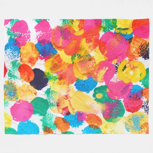 かわいいカラフル絵画抽象芸術 フリースブランケット (正面(横))