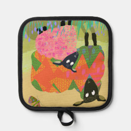 かわいいカラフル羊のオーブンミット 鍋敷き