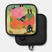 かわいいカラフル羊のオーブンミット 鍋敷き (正面/裏面)