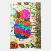 かわいいカラフル羊のキッチンタオル キッチンタオル (縦)