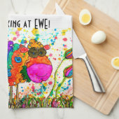 かわいいカラフル羊のキッチンタオル キッチンタオル (四つ折り)