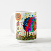 かわいいカラフル羊のマグ コーヒーマグカップ (正面左)