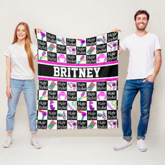 かわいいカラフル美容師 フリースブランケット