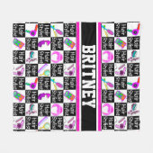 かわいいカラフル美容師 フリースブランケット (正面(横))