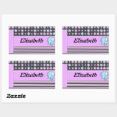 かわいいカラフル花ストライプ象 長方形シール (シート)