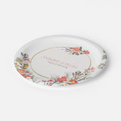 かわいいカラフル花フレーム金ゴールドアクセント ペーパープレート (アングル)