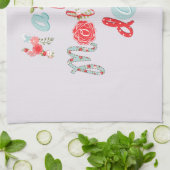 かわいいカラフル花手紙と母の日 キッチンタオル (折り畳み)