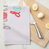 かわいいカラフル花手紙と母の日 キッチンタオル (四つ折り)