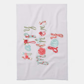 かわいいカラフル花手紙と母の日 キッチンタオル (縦)