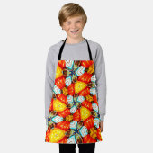 かわいいカラフル花柄 エプロン (着用した状態)