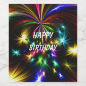 かわいいカラフル花火ハッピーバースデー ワインラベル (シングルラベル)