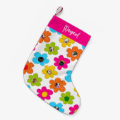 かわいいカラフル花犬ママ写真コラージュ名 スモールクリスマスストッキング (正面 (吊り時))