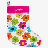 かわいいカラフル花犬ママ写真コラージュ名 スモールクリスマスストッキング (正面)