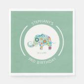 かわいいカラフル花象モノグラム スタンダードランチョンナプキン (正面)