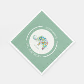 かわいいカラフル花象モノグラム スタンダードランチョンナプキン (角)