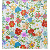 かわいいカラフル花 シャワーカーテン (正面)