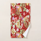 かわいいカラフル花 バスタオルセット (ハンドタオル)