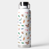 かわいいカラフル虫の模様 ウォーターボトル (背面)