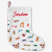 かわいいカラフル虫の模様 スモールクリスマスストッキング (正面)