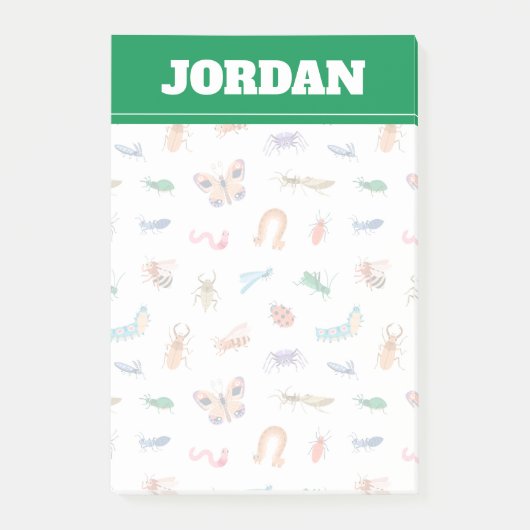 かわいいカラフル虫の模様 ポストイット (正面)