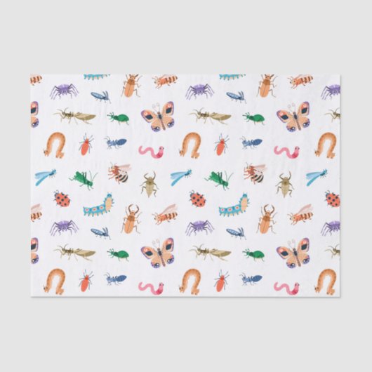 かわいいカラフル虫の模様 薄葉紙 (正面)