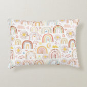 かわいいカラフル虹とデイジーの花抽象芸術 アクセントクッション (正面)