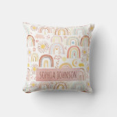 かわいいカラフル虹とデイジーの花抽象芸術 クッション (正面)