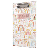 かわいいカラフル虹とデイジーの花抽象芸術 クリップボード (左)