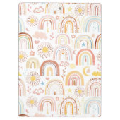 かわいいカラフル虹とデイジーの花抽象芸術 クリップボード (裏面)