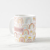 かわいいカラフル虹とデイジーの花抽象芸術 コーヒーマグカップ (正面左)