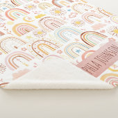 かわいいカラフル虹とデイジーの花抽象芸術 シェルパブランケット (3/4)