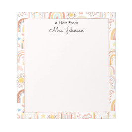 かわいいカラフル虹とデイジーの花抽象芸術 ノートパッド