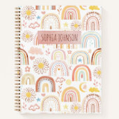 かわいいカラフル虹とデイジーの花抽象芸術 ノートブック (正面)