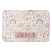かわいいカラフル虹とデイジーの花抽象芸術 バスマット (正面)