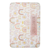 かわいいカラフル虹とデイジーの花抽象芸術 バスマット (正面縦)