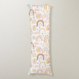 かわいいカラフル虹とデイジーの花抽象芸術 ボディピロー