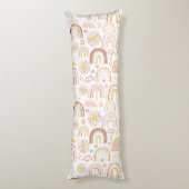 かわいいカラフル虹とデイジーの花抽象芸術 ボディピロー (裏面 (縦))