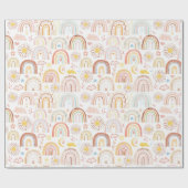 かわいいカラフル虹とデイジーの花抽象芸術 ラッピングペーパー (フラット)