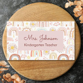 かわいいカラフル虹とデイジーの花抽象芸術 名刺