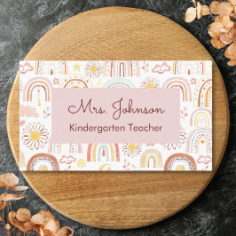 かわいいカラフル虹とデイジーの花抽象芸術 名刺