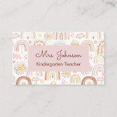 かわいいカラフル虹とデイジーの花抽象芸術 名刺 (正面)