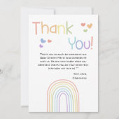 かわいいカラフル虹とハートベイビーシャワー サンキューカード (正面)