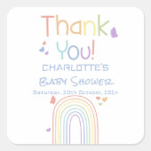 かわいいカラフル虹とハートベイビーシャワー スクエアシール (正面)