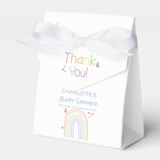 かわいいカラフル虹とハートベイビーシャワー フェイバーボックス (正面サイド)