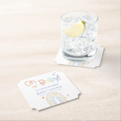 かわいいカラフル虹とハートベイビーシャワー ペーパーコースター (インサイチュ)