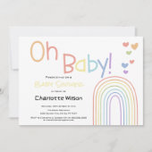 かわいいカラフル虹とハートベイビーシャワー 招待状 (正面)